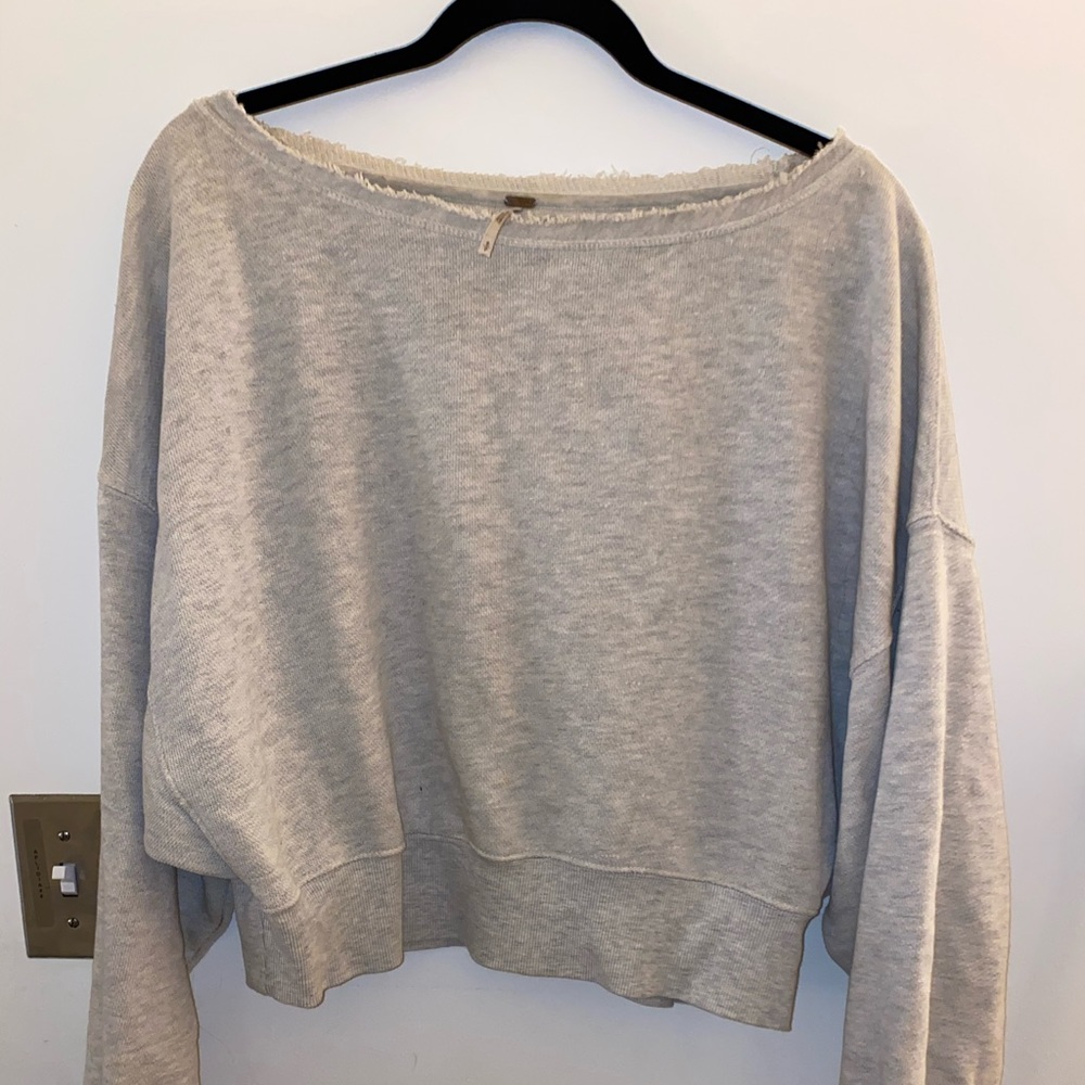 Free people cropped grey sweatshirt